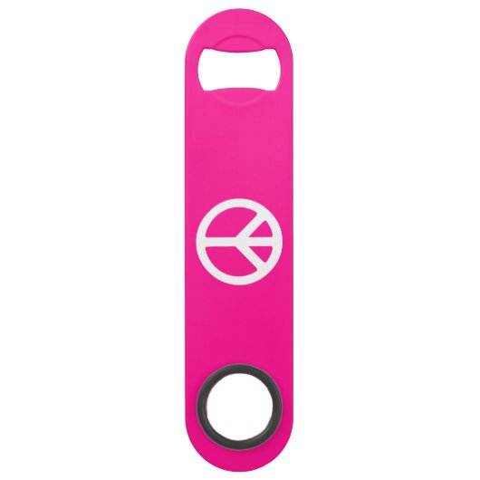 Deep Pink und White Peace Symbol Speedflaschenöffner (Vorderseite)