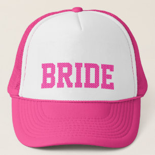 Deep Pink und White Polka Dots Bride Truckerkappe