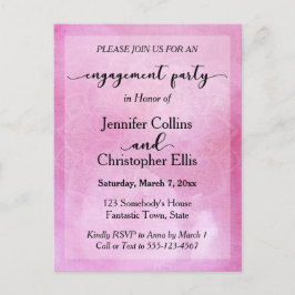 Deep Pink Watercolor Mandala Engagement Party Einladungspostkarte