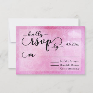 Deep Pink Watercolor Mandala Modern Wedding RSVP Karte