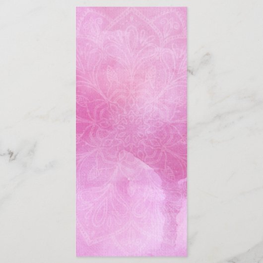 Deep Pink Watercolor & Mandala Wedding Menu Menükarte (Rückseite)