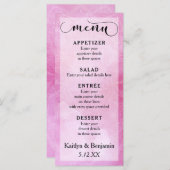 Deep Pink Watercolor & Mandala Wedding Menu Menükarte (Vorne/Hinten)