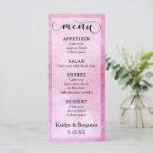 Deep Pink Watercolor & Mandala Wedding Menu Menükarte (Stehend Vorderseite)