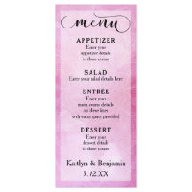 Deep Pink Watercolor & Mandala Wedding Menu