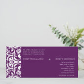 Deep Plum Damask Wirbel Hochzeitsfeier Einladung (Stehend Vorderseite)
