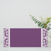 Deep Plum Damask Wirbel Hochzeitsfeier Einladung (Stehend Vorderseite)