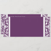Deep Plum Damask Wirbel Hochzeitsfeier Einladung (Vorne/Hinten)