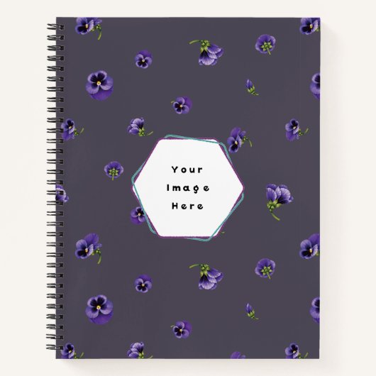 Deep Plum Gray Purple Pansy Floral Pattern Notizblock (Vorderseite)