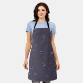 Deep Plum Gray Purple Pansy Floral Pattern Schürze (Getragen)