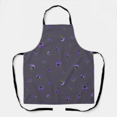 Deep Plum Gray Purple Pansy Floral Pattern Schürze (Vorderseite)