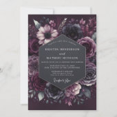 Deep Plum Moody Bloom Wedding Einladung (Vorderseite)