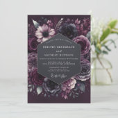 Deep Plum Moody Bloom Wedding Einladung (Stehend Vorderseite)