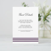 Deep Plum Stripes Wedding Guest Detail Begleitkarte (Stehend Vorderseite)