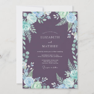 Deep Purple Azure Petal Hochzeit Einladung