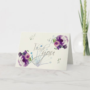 Deep Purple Blumen Kalligraphie Skript Vielen Dan Dankeskarte