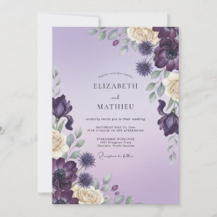 Deep Purple Distel Eukalyptus Hochzeit Einladung