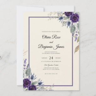 Deep Purple Distel-Sage-Hochzeit Einladung