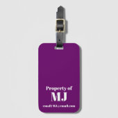 Deep Purple Einfache Personalisierte Monogramm-E-M Gepäckanhänger (Vorderseite Vertikal)