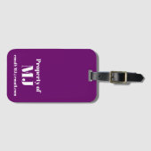Deep Purple Einfache Personalisierte Monogramm-E-M Gepäckanhänger (Vorderseite (Horizontal))