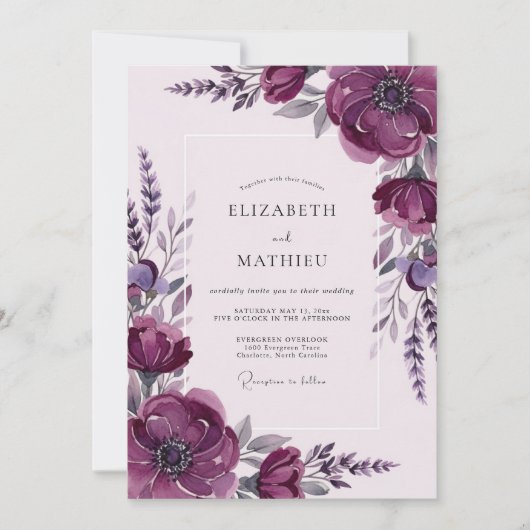 Deep Purple Ethereal Spring Wedding Einladung (Vorderseite)