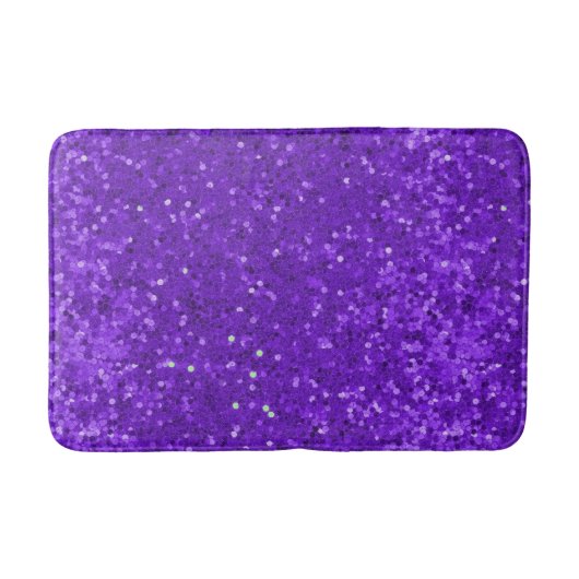 Deep Purple Glam Faux Glitter Pattern Badematte (Vorderseite)