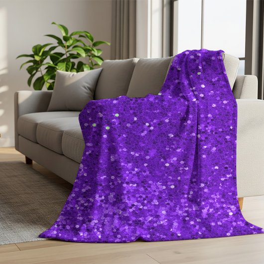 Deep Purple Glam Faux Glitter Pattern Fleecedecke