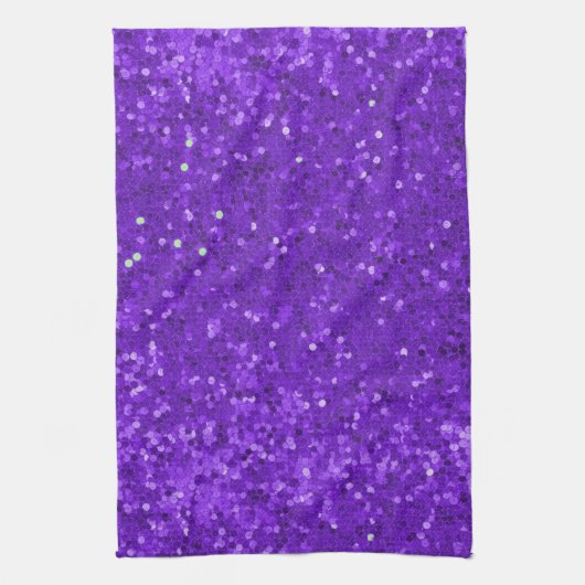 Deep Purple Glam Faux Glitter Pattern Geschirrtuch (Vertikal)