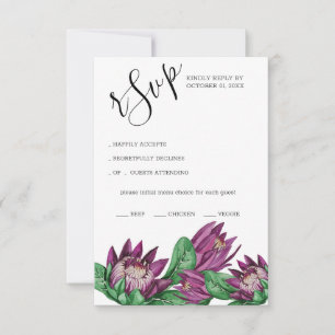 Deep Purple King Protea Aquarell-Kunst RSVP Karte