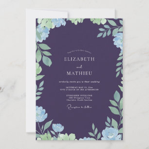 Deep Purple Painted Leaf Hochzeit Einladung