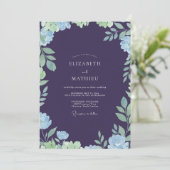 Deep Purple Painted Leaf Hochzeit Einladung (Stehend Vorderseite)