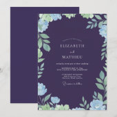 Deep Purple Painted Leaf Hochzeit Einladung (Vorne/Hinten)