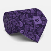 Deep Purple Plum Ornate Scrollwork Krawatte (Gerollt)