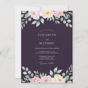 Deep Purple Ranunculus Eucalyptus Hochzeit Einladung