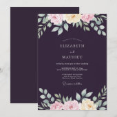 Deep Purple Ranunculus Eucalyptus Hochzeit Einladung (Vorne/Hinten)