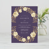Deep Purple Rose Hochzeit Einladung (Stehend Vorderseite)