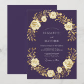 Deep Purple Rose Hochzeit Einladung (Vorne/Hinten)