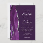 Deep Purple Silver Agate QR Code Hochzeit Einladung (Vorderseite)