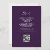 Deep Purple Silver Agate QR Code Hochzeit Einladung (Rückseite)