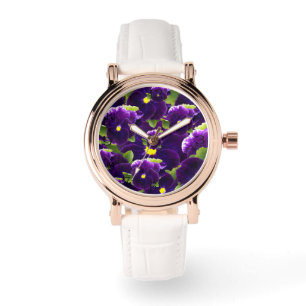 Deep Purple Stiefmütterchen-Cluster: Majestätische Armbanduhr