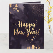 Deep Purple Striche-Neujahrskarte Karte (Gelbe Blume)