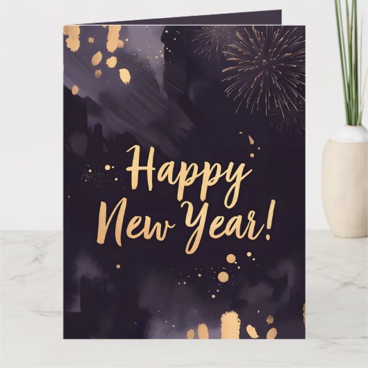 Deep Purple Striche-Neujahrskarte Karte (Vorderseite)