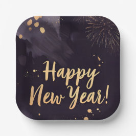 Deep Purple Strokes-New Year's Card Pappteller