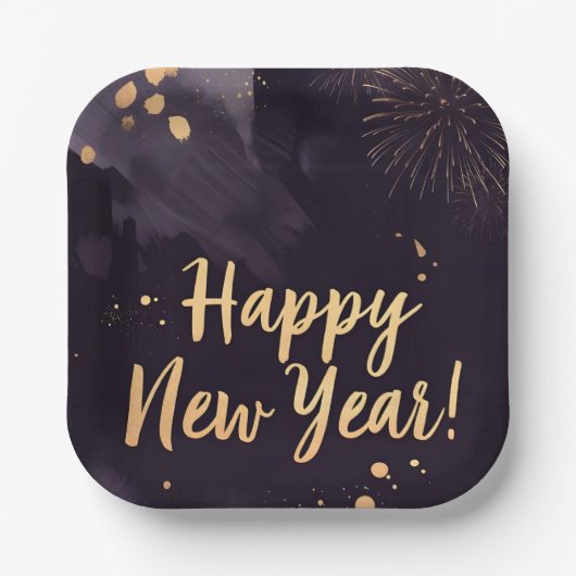 Deep Purple Strokes-New Year's Card Pappteller (Vorderseite)