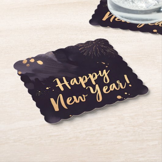 Deep Purple Strokes-New Year's Card Untersetzer (angewinkelt)