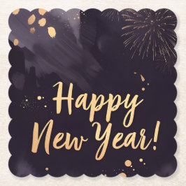 Deep Purple Strokes-New Year's Card Untersetzer