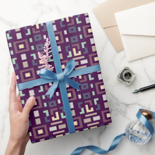Deep Purple und gedämpfte erdige abstrakte Geometr Geschenkpapier