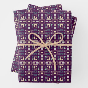 Deep Purple und gedämpfte erdige abstrakte Geometr Geschenkpapier Set