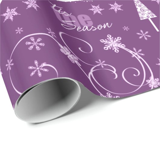 Deep Purple und weißes festliches Geschenkpapier (Rolleneckpunkt)