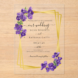 Deep Purple Violets Wedding Invitation Acryleinladungen