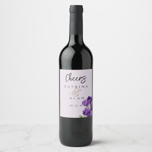 Deep Purple Violets Wine Bottle Labels Weinetikett (Vorderseite)